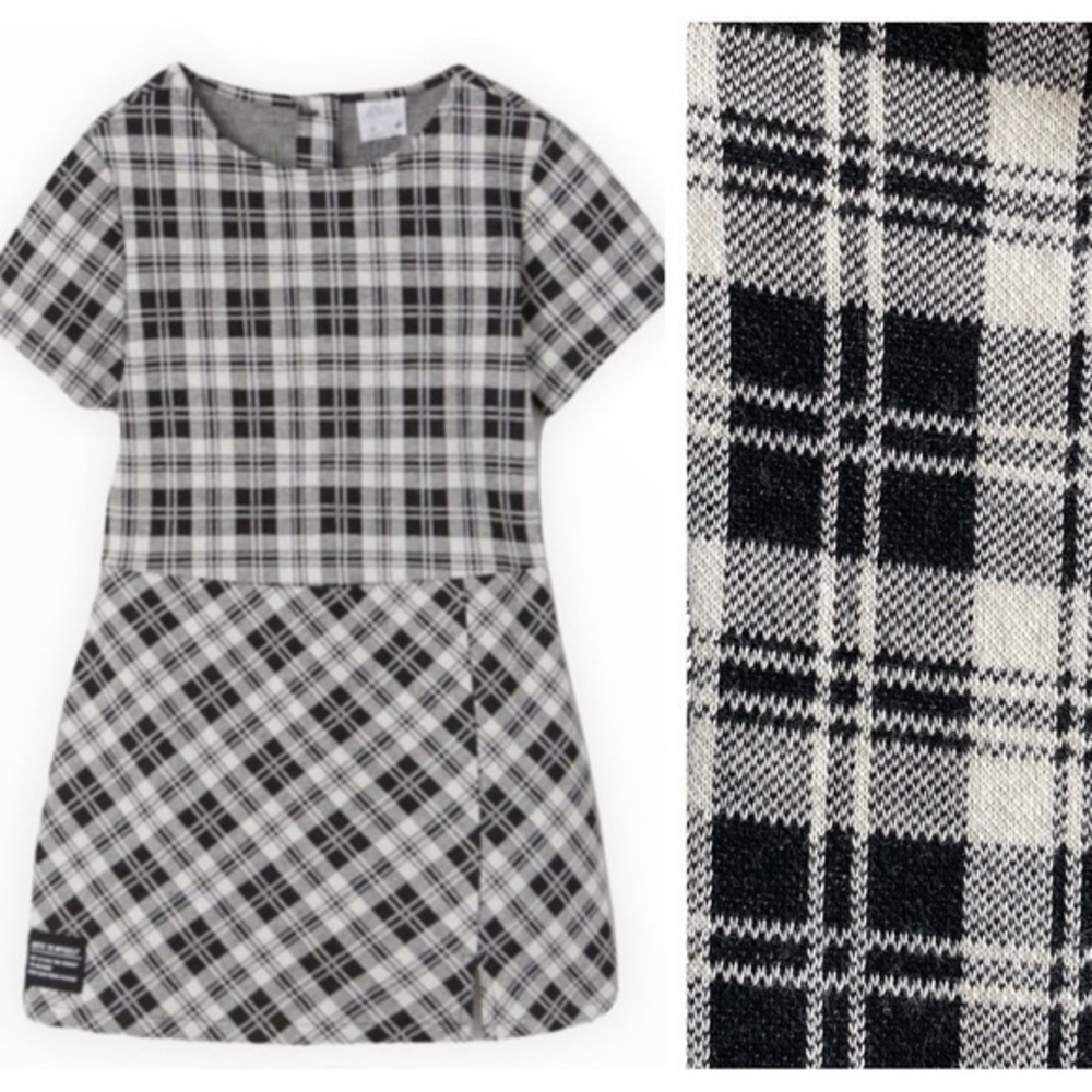 Zara Girls Black White Plaid Dress Skort Romper 9
